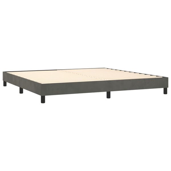 vidaXL Posteľn&yacute; r&aacute;m boxspring s matracom tmavosiv&yacute; 200x200 cm zamat