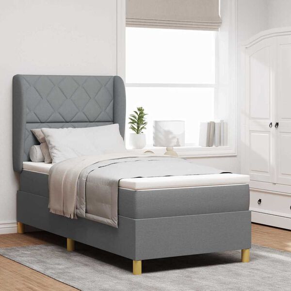 vidaXL Boxspring posteľ s matracom tmavo&scaron;ed&aacute; 90x190 cm Svetlosiv&aacute;