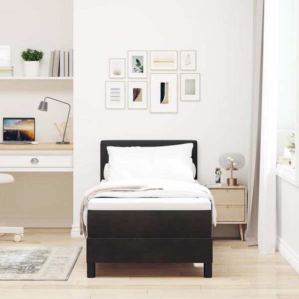 vidaXL Posteľ s pružinov&yacute;m r&aacute;mom s matracmi Čierna 80 x 200 cm Zamat