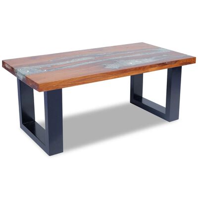 vidaXL Konferenčný stolík z teakového dreva a živice, 100 x 50 cm