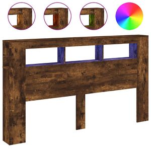 vidaXL Čelo s LED dymov&yacute; dub 180x18,5x103,5 cm kompozitn&eacute; drevo