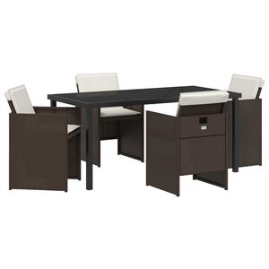 vidaXL Z&aacute;hradn&yacute; jed&aacute;lensk&yacute; set 5 pcs Hned&aacute; polyratan