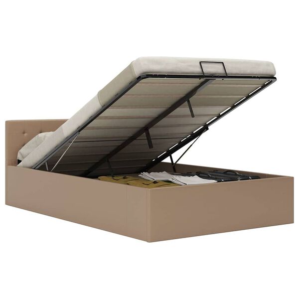 vidaXL Hydraulick&yacute; posteľn&yacute; r&aacute;m+&uacute;ložn&yacute; priestor, umel&aacute; koža 120x200 cm