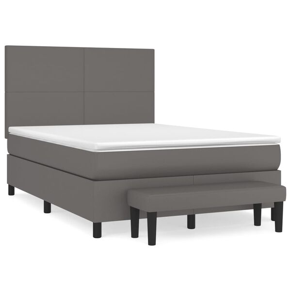 vidaXL Boxspring posteľ s matracom siv&aacute; 140x190 cm umel&aacute; koža