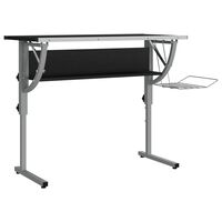 vidaX Písací stôl čierny a sivý 110x53x(58-87)cm spracované drevo oceľ