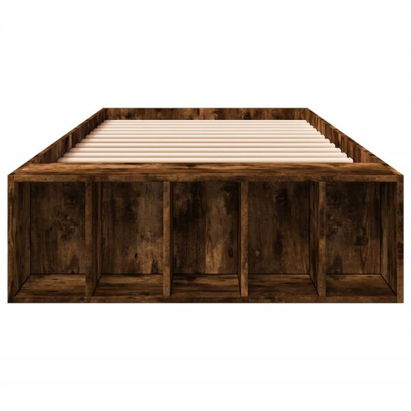 vidaXL Posteľn&yacute; r&aacute;m dymov&yacute; dub 90x200 cm borovicov&yacute; mas&iacute;v