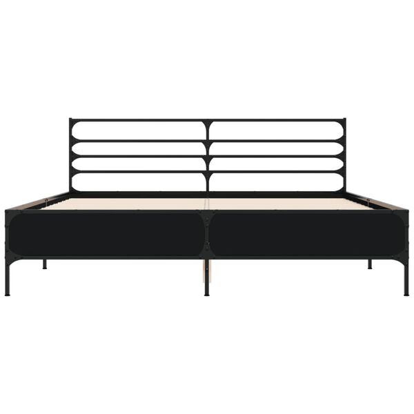 vidaXL Posteľn&yacute; r&aacute;m čierny 160x200 cm kompozitn&eacute; drevo a kov