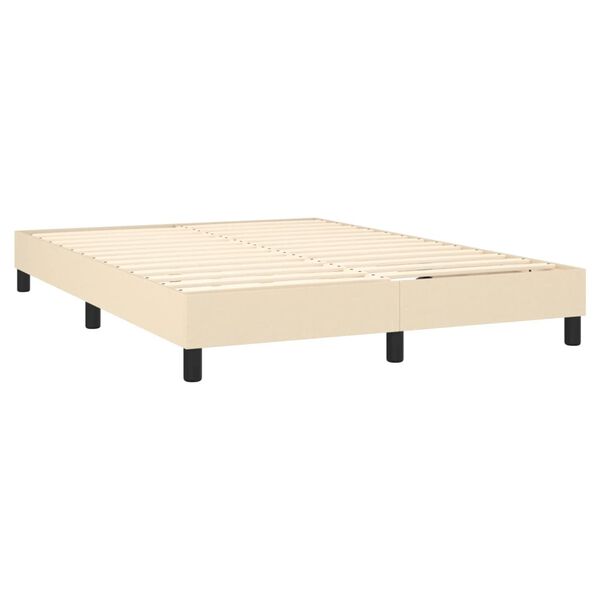 vidaXL Posteľn&yacute; r&aacute;m s boxspringom kr&eacute;mov&aacute; 140x190 cm l&aacute;tka