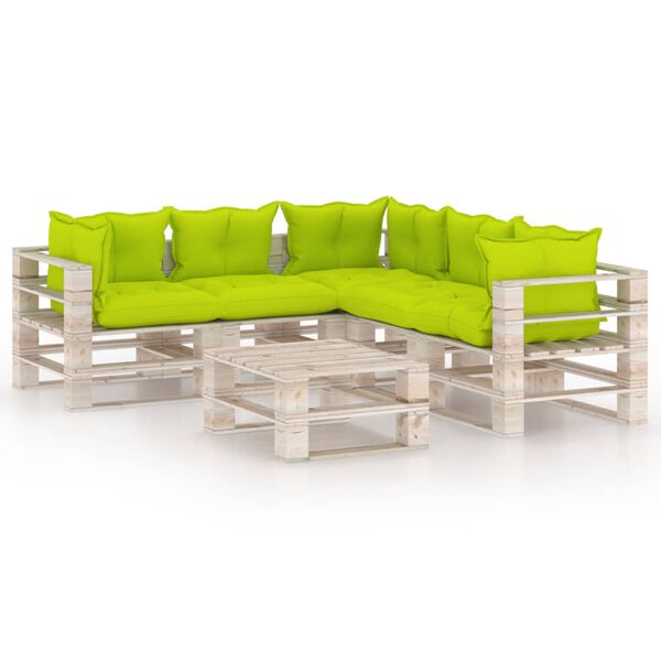 vidaXL 6-dielna z&aacute;hradn&eacute; paletov&aacute; sedacia s&uacute;prava s vank&uacute;&scaron;mi borovica