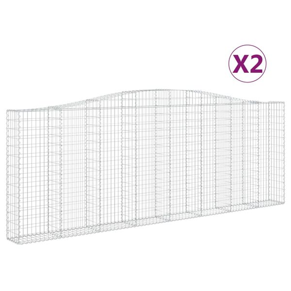 vidaXL Obl&uacute;kov&eacute; gabionov&eacute; ko&scaron;e 2 ks 400x30x140/160 cm pozink. železo