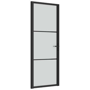 vidaXL Vn&uacute;torn&eacute; dvere 76x201,5 cm čierne matn&eacute; sklo a hlin&iacute;k