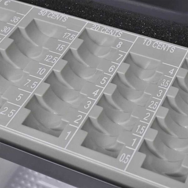 vidaXL Pokladnica so z&aacute;mkom Tmavo &scaron;ed&aacute; 30 x 24 x 9 cm Oceľ