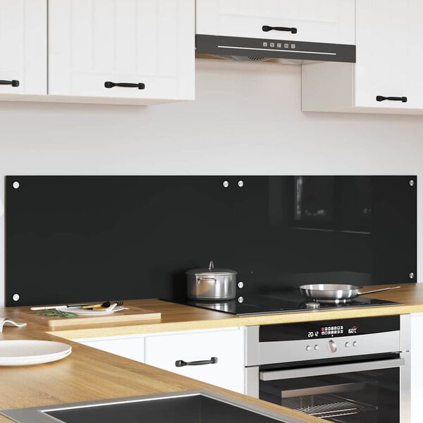 vidaXL Kuchynský backsplash 2 pcs Čierna 80 x 40 cm tvrdené sklo
