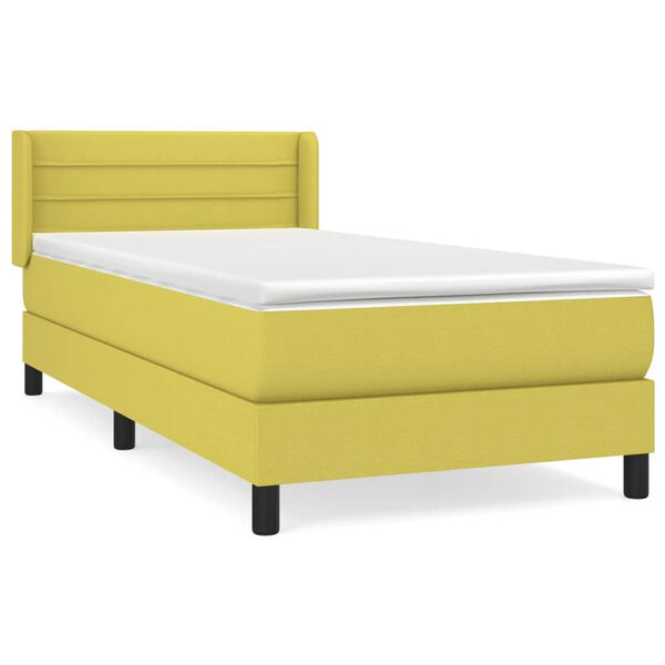 vidaXL Posteľn&yacute; r&aacute;m boxspring s matracom zelen&yacute; 90x200 cm l&aacute;tka