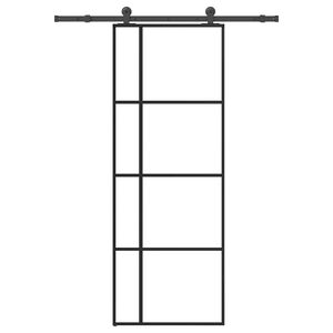 vidaXL Posuvné dvere s kovaním 76x205 cm ESG sklo a hliník