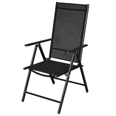 vidaXL Skladacie záhradné stoličky 9 ks, hliníkové, čierne