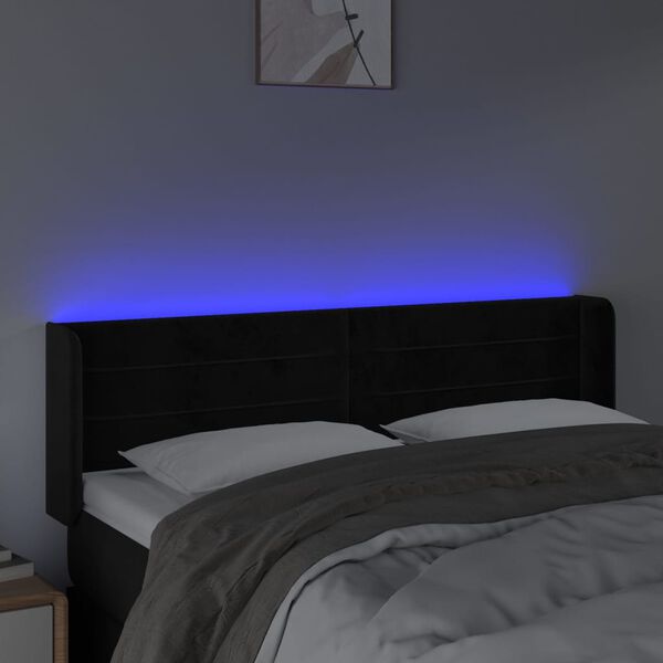 vidaXL Čelo postele s LED čierne 147x16x78/88 cm zamat