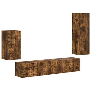vidaXL Zostava TV skriniek N&aacute;stenn&yacute; 4 pcs Dymov&aacute; dub Kompozitn&eacute; drevo