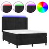 vidaXL Posteľ boxsping s matracom a LED čierna 140x200 cm zamat
