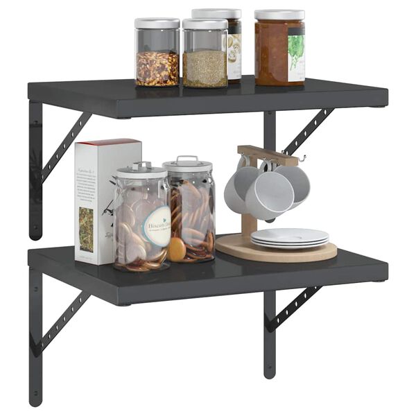 vidaXL N&aacute;stenn&eacute; police 2 ks 50x40 cm, čierne, nehrdzavej&uacute;ca oceľ