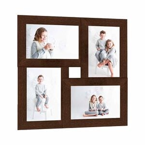 vidaXL Kol&aacute;žov&yacute; fotor&aacute;mik na 4 fotky (13x18 cm) tmavohned&yacute; MDF