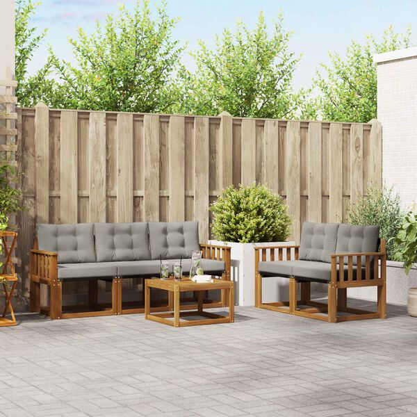 vidaXL Z&aacute;hradn&aacute; s&uacute;prava gaučov s vank&uacute;&scaron;om 6 pcs Pr&iacute;rodn&aacute; a svetlosiv&aacute;