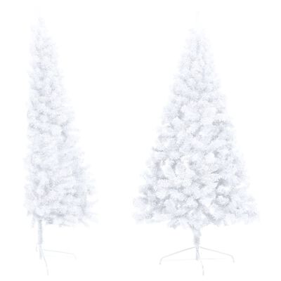 vidaXL Umelý polovičný vianočný stromček LED podstavec biely 180 cm PVC