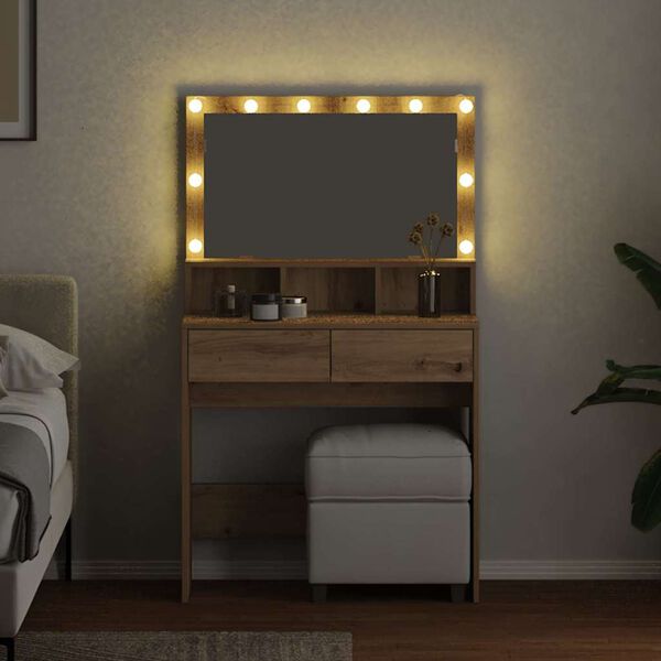 vidaXL Toaletn&yacute; stol&iacute;k so z&aacute;suvkou Remeseln&yacute; dub 80 x 41 x 134,5 cm