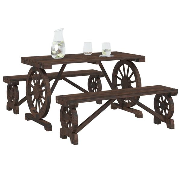 vidaXL 3-dielna záhradná jedálenská súprava jedľový masív