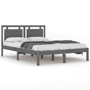 vidaXL Posteľn&yacute; r&aacute;m siv&yacute; mas&iacute;v 200x200 cm