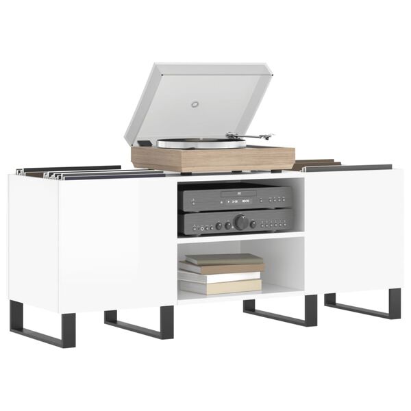 vidaXL Skrinka na platne leskl&aacute; biela 121x38x48 cm kompozitn&eacute; drevo