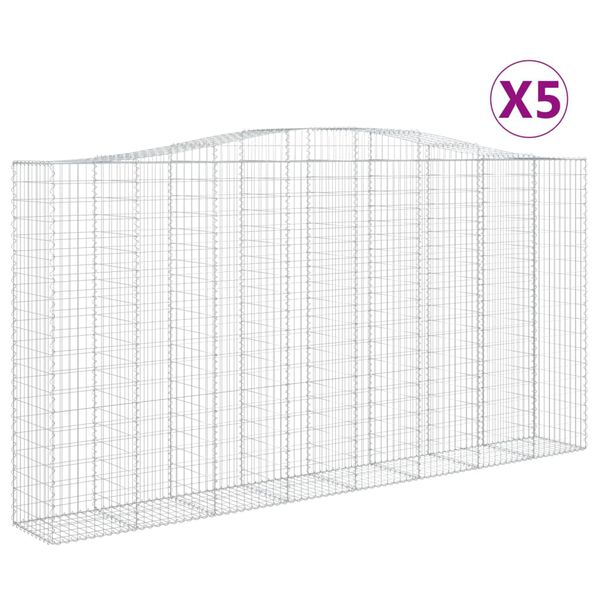 vidaXL Obl&uacute;kov&yacute; gabionov&yacute; k&ocirc;&scaron; 5 ks 400x50x200/220cm pozinkovan&eacute; železo