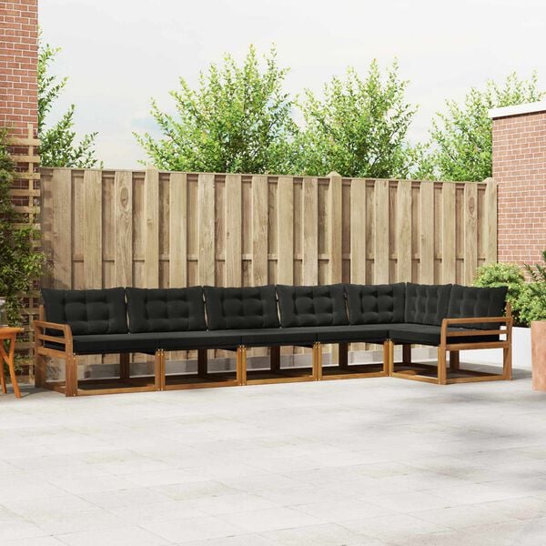 vidaXL Z&aacute;hradn&aacute; s&uacute;prava gaučov s vank&uacute;&scaron;om 6 pcs Pr&iacute;rodn&aacute; a čierna