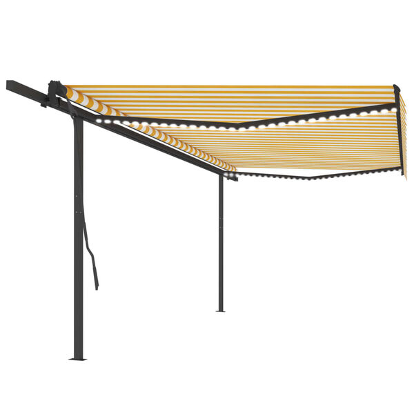 vidaXL Automatick&aacute; mark&iacute;za s LED a senzorom vetra 5x3,5 m žlto-biela