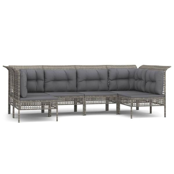 vidaXL 6-dielna z&aacute;hradn&aacute; sedacia s&uacute;prava s podložkami polyratan siv&aacute;