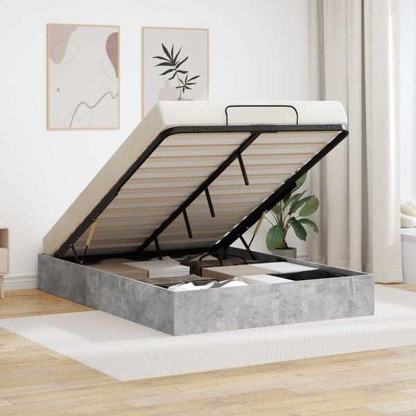 vidaXL Otomanov&yacute; posteľn&yacute; r&aacute;m s &uacute;ložiskom Bet&oacute;nov&aacute; &scaron;ed&aacute; 120 x 200 cm