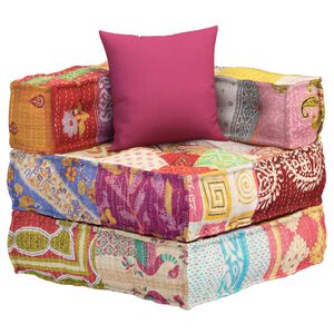 vidaXL Modul&aacute;rna taburetka s vank&uacute;&scaron;om patchwork l&aacute;tka