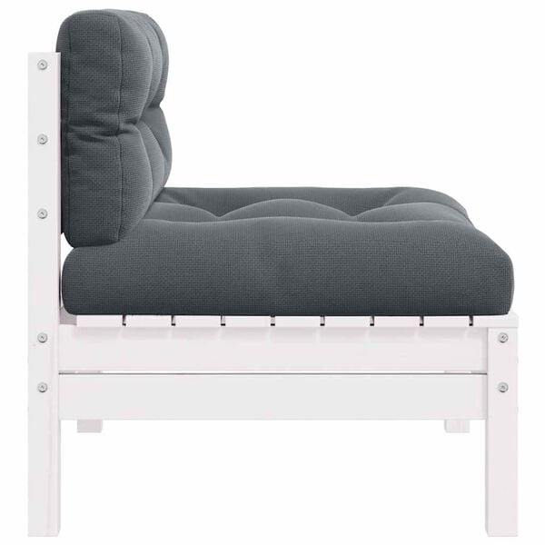 vidaXL 2-miestna záhradná pohovka s podložkami biela borovicové drevo