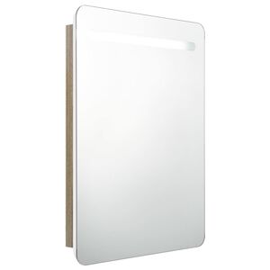 vidaXL LED k&uacute;peľňov&aacute; zrkadlov&aacute; skrinka biela a farba dubu 60x11x80 cm
