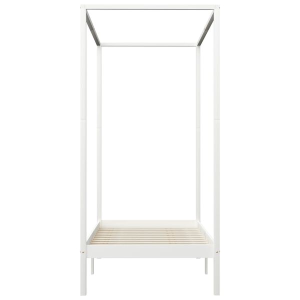 vidaXL Posteľný rám, baldachýn, 2 zásuvky, biely, borovica 100x200 cm