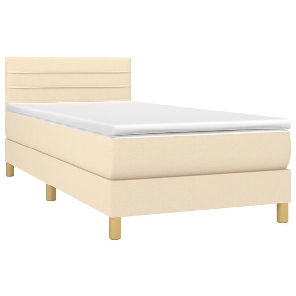 vidaXL Posteľn&yacute; r&aacute;m boxspring s matracom kr&eacute;mov&yacute; 90x190 cm l&aacute;tka