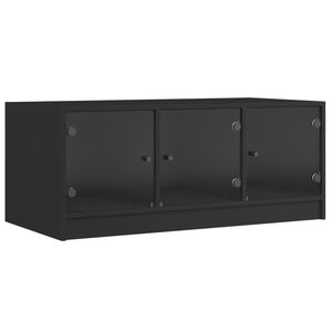 vidaXL Konferenčn&yacute; stol&iacute;k so sklenen&yacute;mi dvierkami čierny 102x50x42 cm