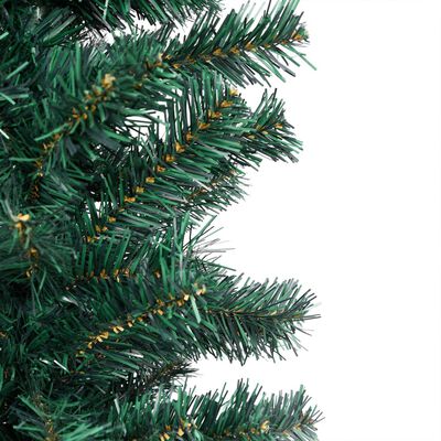 vidaXL Úzky osvetlený umelý vianočný stromček s guľami, zelený 180 cm
