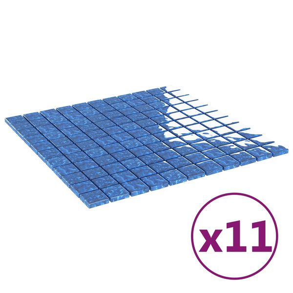 vidaXL Mozaikov&aacute; dlažba 11 pcs Modr&aacute; 50 x 50 cm Sklo