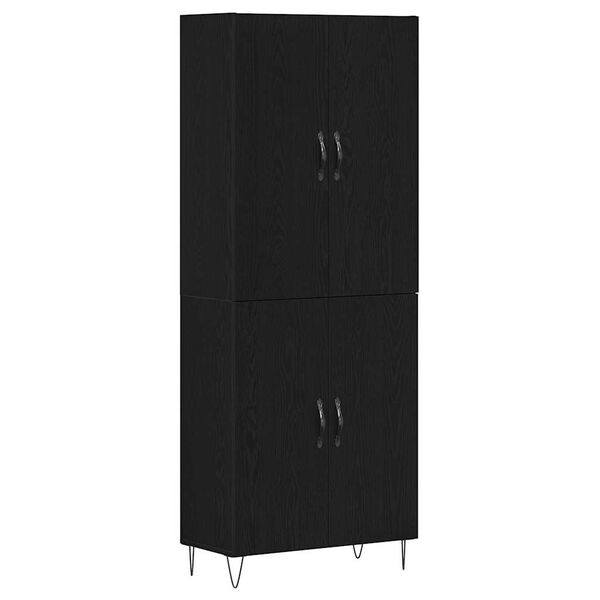 vidaXL Highboard 2 pcs Čierny dub Kon&scaron;trukčn&eacute; drevo a sklo