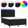 vidaXL Posteľ boxsping s matracom a LED čierna 140x200 cm zamat
