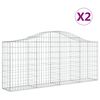 vidaXL Obl&uacute;kov&eacute; gabionov&eacute; ko&scaron;e 2 ks 200x30x80/100cm pozinkovan&eacute; železo