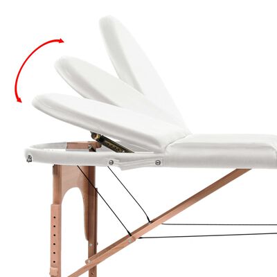 vidaXL Skladací masážny stôl, 4 cm hrubý, 2 podložky, oválny, biely