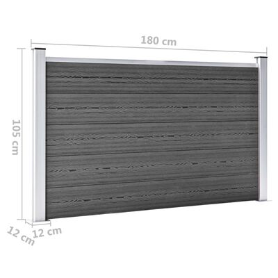 vidaXL Sada plotových panelov WPC 353x105 cm čierna