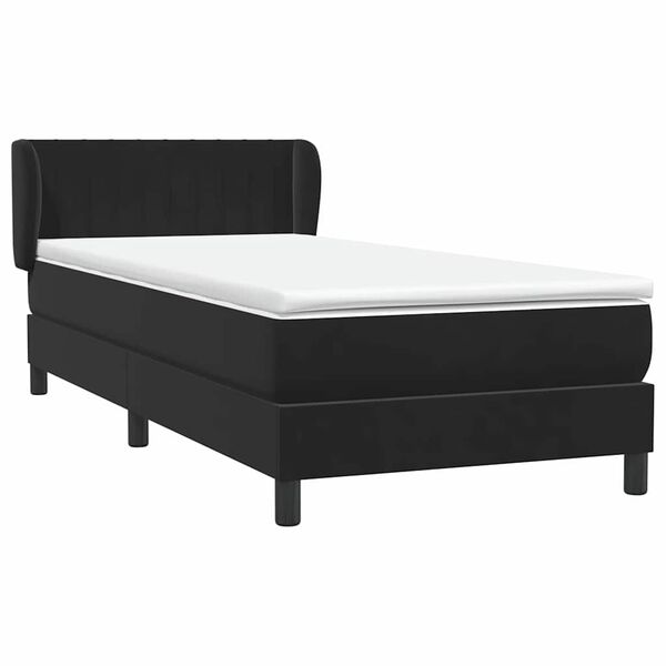 vidaXL Box Spring Posteľ s matracom Čierna 100x210 cm Zamat